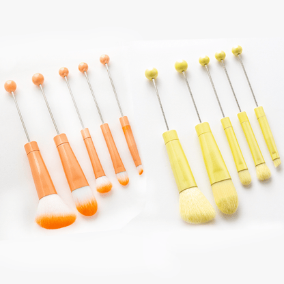 Makeup Brush Set, 10-Piece Bead-Ready ABS Handle Collection with Polyester Bristles and Eleven Color Options