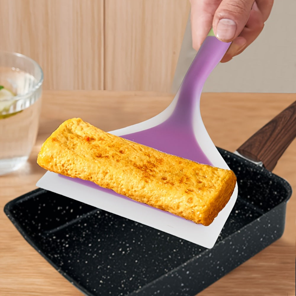 Rectangular Tamagoyaki Egg Pan with Wooden or Plastic Handle and Optional Silicone Spatula in Three Options