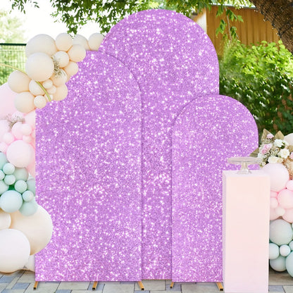 Three-Size Wedding Arch Cover Set for 4, 5 and 6-Foot Frames in Nine Metallic Sequin Color Options