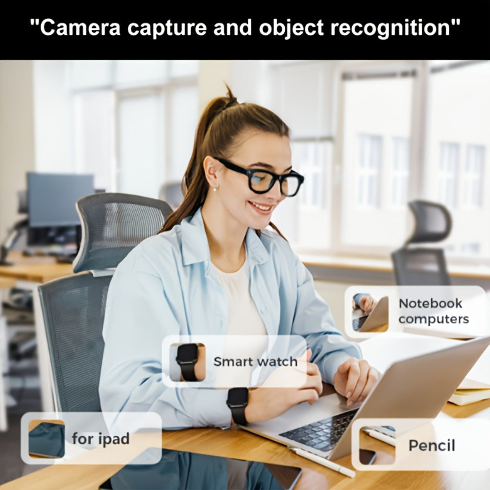 Smart Glasses 8MP 1080P Camera Eyewear with Bluetooth 5.4, Wi-Fi, Built-In Audio and Two Lens Options