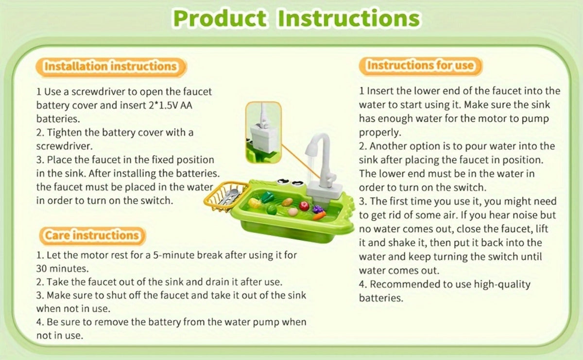 Kids Play Sink Toy with Running Water, Water Cycle System Pretend Play Dishwasher Kitchen Sink for Toddlers Boys & Girls