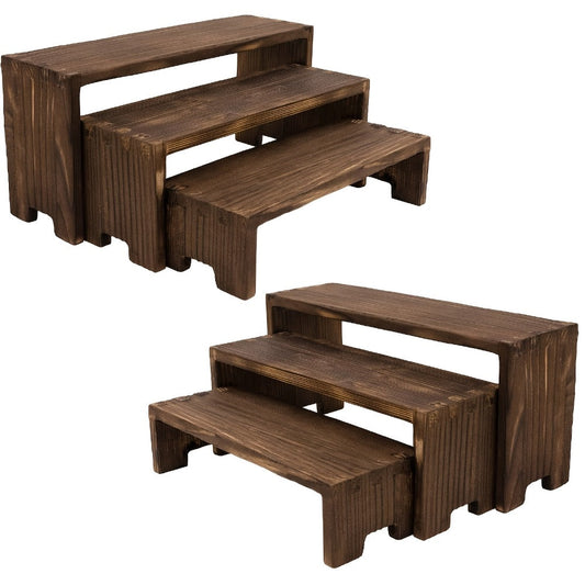 3-Tier Wooden Display Shelf – Modern Tabletop Storage Rack for Plants, Books, Collectibles & Home Decor Organization, Space-Saving Desktop Organizer