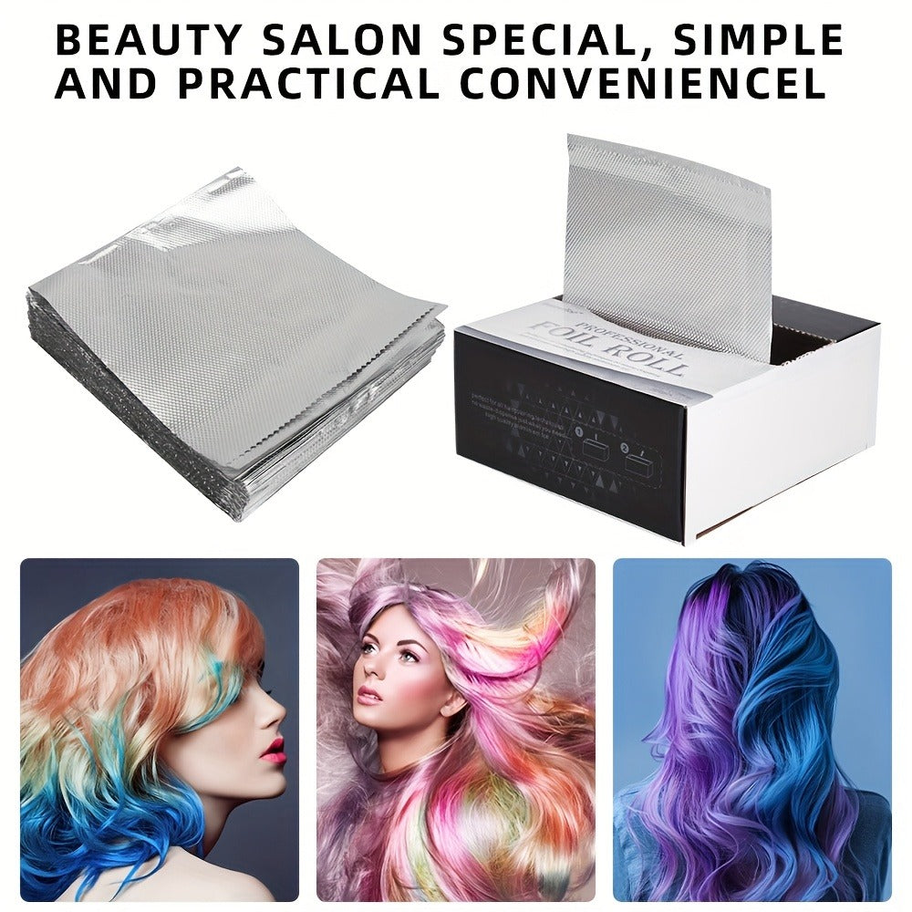 Pop-Up Hair Highlighting Foil Sheets, 300-Piece Box with Pre-Cut Silver Aluminum Sheets for Salon Coloring