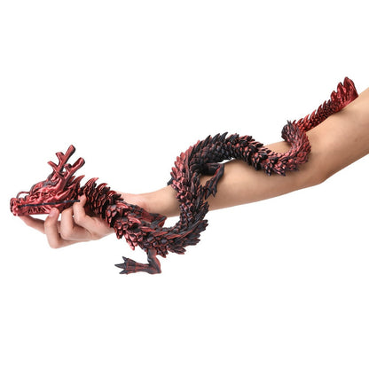 Articulated Dragon Figurine in Black and Red or Black and Purple with Three Exact Head Styles