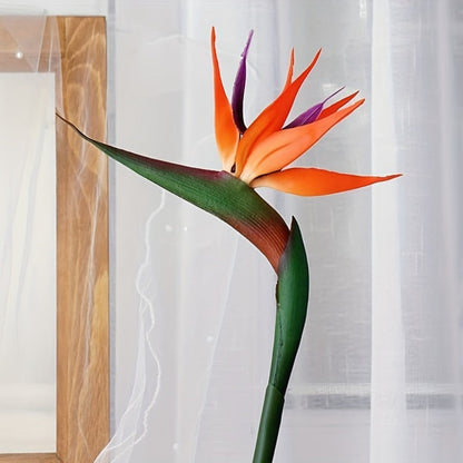 Artificial Bird of Paradise Flower Stems, Three-Piece 24.5-Inch Rubber-Labeled Set in Four Colors