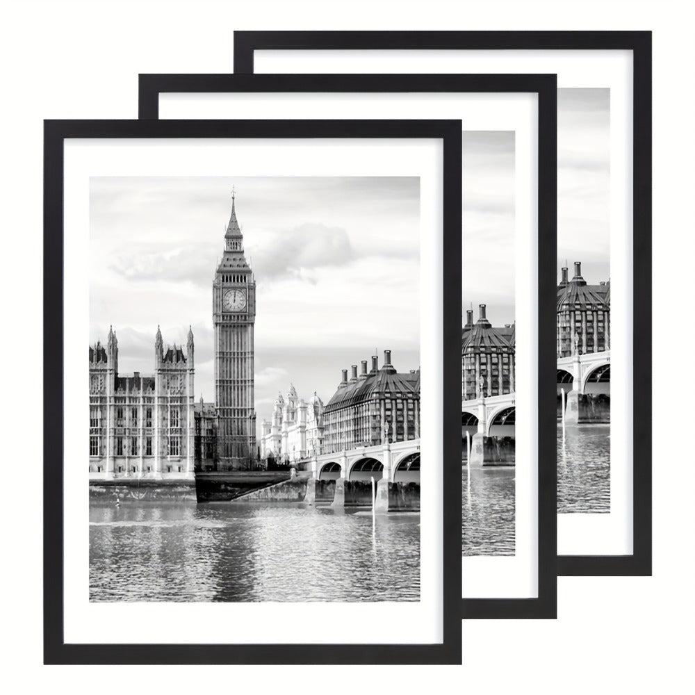 Three-Piece 12 x 16-Inch Wall Picture Frame Set in Black, White, Gold and Four Wood-Tone Finishes