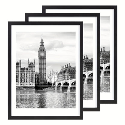 Three-Piece 12 x 16-Inch Wall Picture Frame Set in Black, White, Gold and Four Wood-Tone Finishes