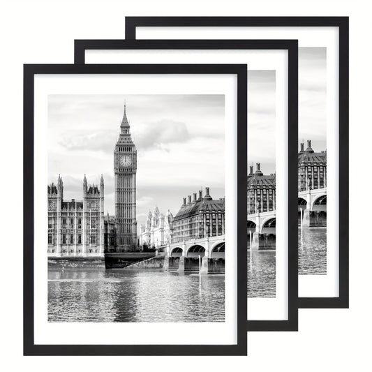 Wall Photo Frames Set of 3 – 12x16 Inch Picture Frames for Wall Display, Multiple Colors, Hallway & Living Room Decor, Gift-Ready