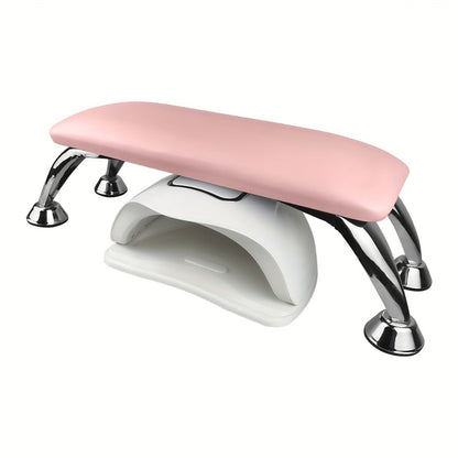 Curved Nail Salon Armrest with Metal-Look Legs in Pink, Black or White and Single- or Two-Piece Options