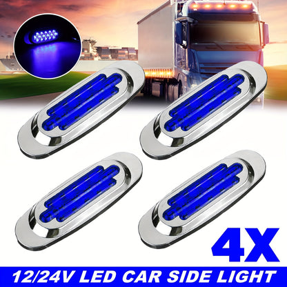 LED Side Marker Lights 4-Pack for Truck Trailer 16 LEDs Dual Mode Steady-On & Flash – 12-24V Universal Fit Front Rear Side Marker Lamp in Red White Blue Green Yellow
