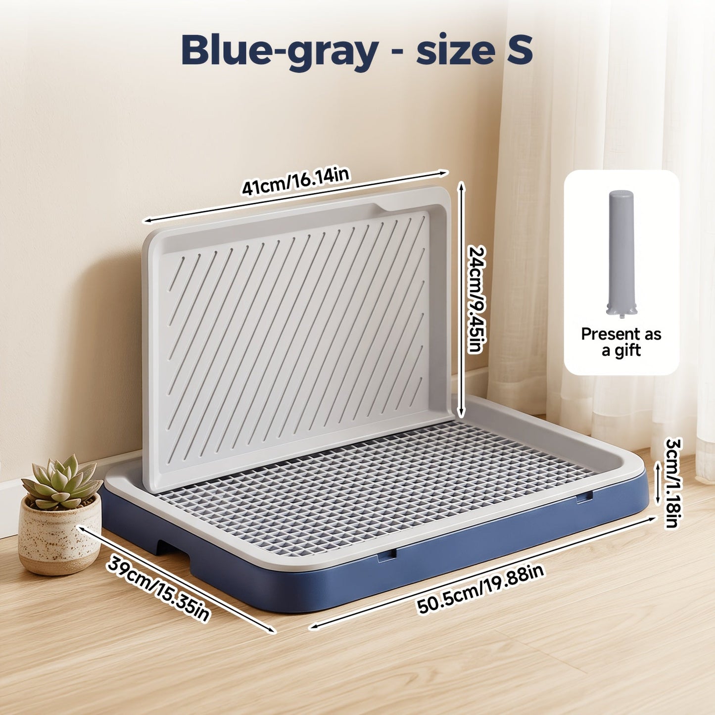 Indoor Dog Toilet Tray – Splash-Proof Wall Style, Non-Slip Removable Pet Potty Tray in Thickened PP for Small to Medium Dogs, Extra Large