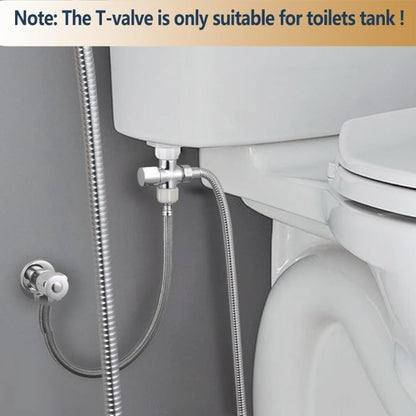 Toilet T-Adapter Diverter Valve with Shutoff - 304 Stainless Steel G7/8 American Thread, Chrome Finish