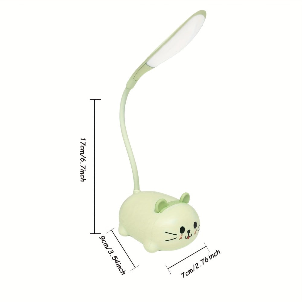 Night Light Mini Animal Desk Lamp with Flexible Neck, USB Rechargeable Power and Five Bunny or Cat Style Options