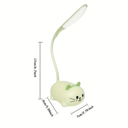 Night Light Mini Animal Desk Lamp with Flexible Neck, USB Rechargeable Power and Five Bunny or Cat Style Options