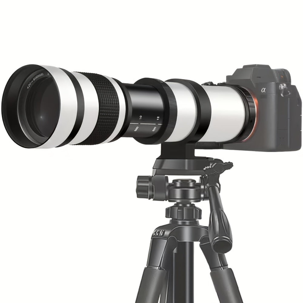420-800mm F8.3-16 Telephoto Zoom Lens Manual Focus with T-Mount Adapter for Canon Nikon Sony Moon Wildlife Bird Photography Full Frame