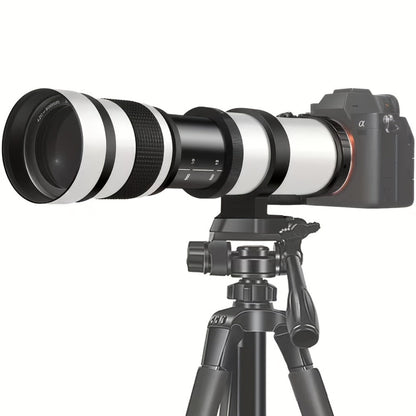 420-800mm F8.3-16 Telephoto Zoom Lens Manual Focus with T-Mount Adapter for Canon Nikon Sony Moon Wildlife Bird Photography Full Frame