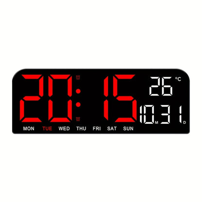 Large LED Wall and Desk Clock with Nine Display Checkouts, Calendar, Temperature and Humidity Readouts