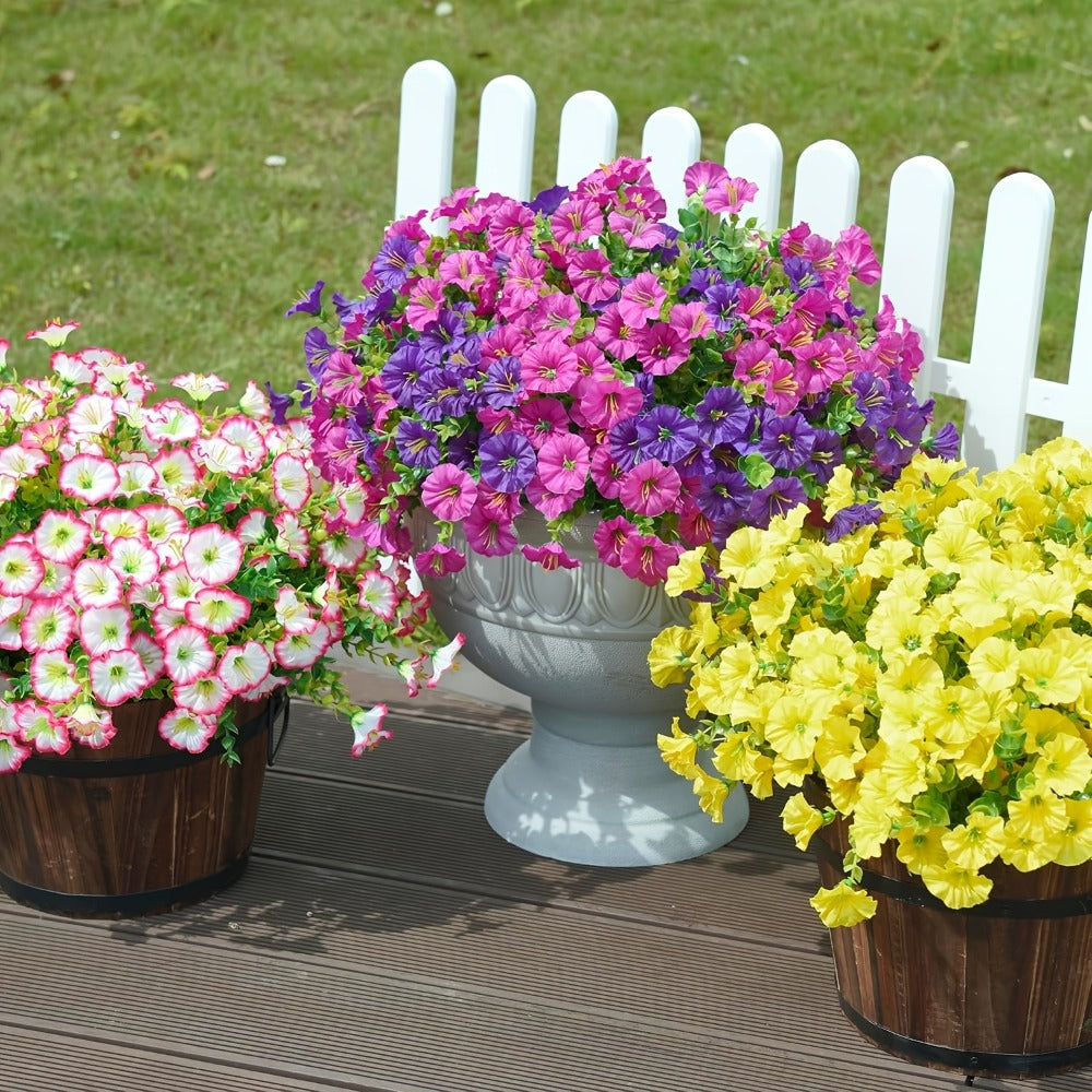 Artificial Flowers 10-Bundle Pink Morning Glory Set for Porch, Planter, Window Box and Home Decor