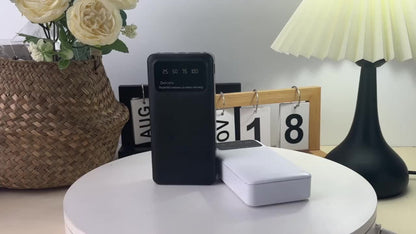 Power Bank 20000mAh Dual USB with Type-C and Micro USB Inputs, 5V/2.1A and LED Display in Black or White