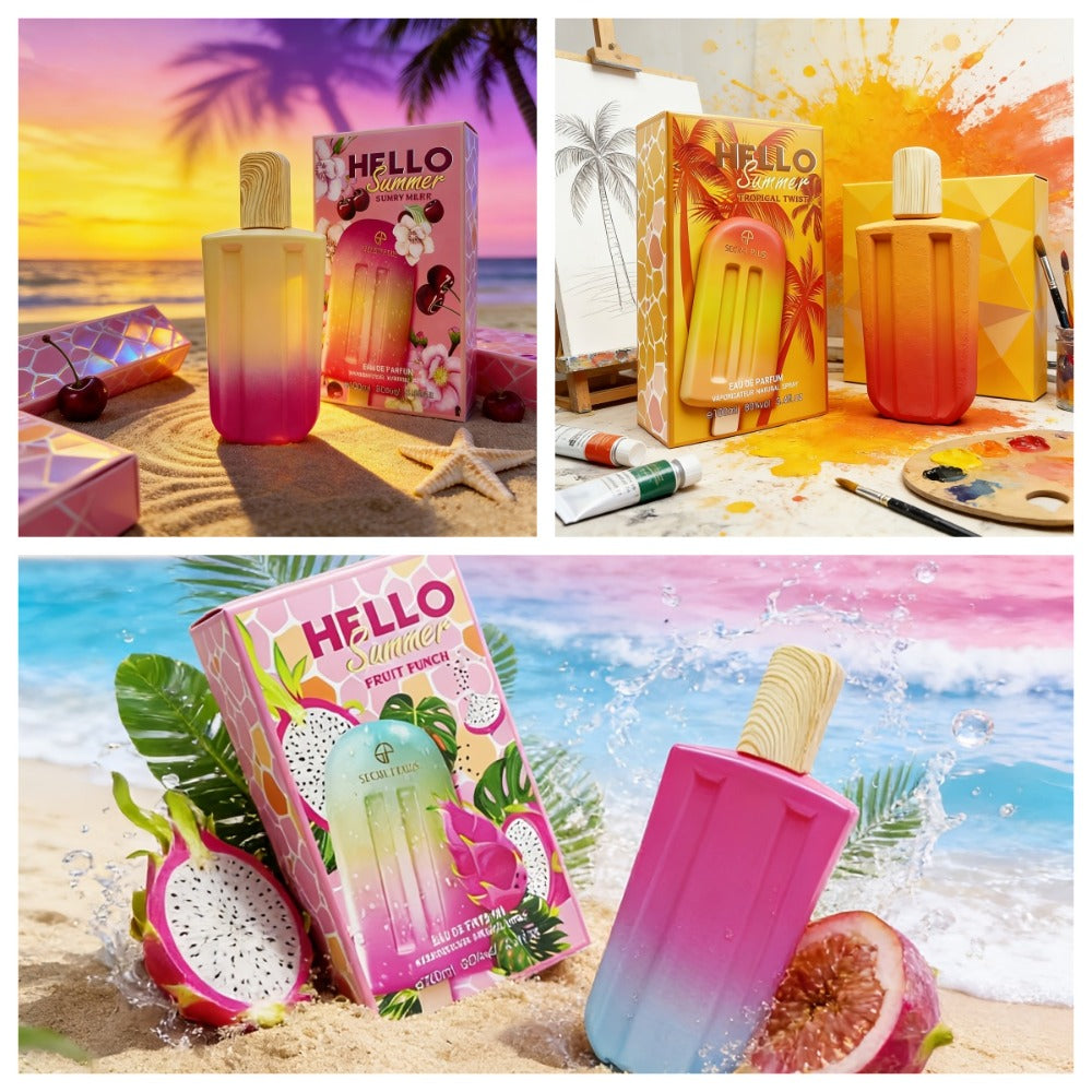 Perfume for Women in 3.38 oz Popsicle Bottle with Tropical-Fruit Profile and 2 Gradient Colors