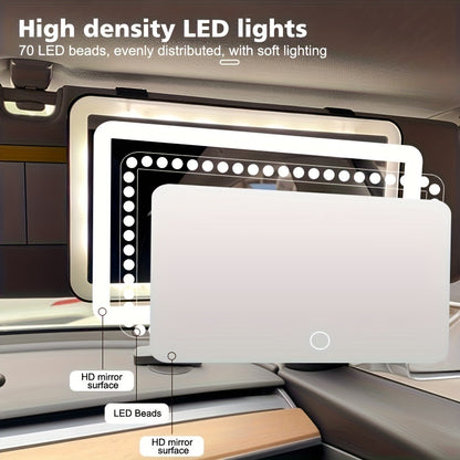 LED Car Visor Mirror Rechargeable – Ultra-Thin Vanity Mirror with 3 Light Modes (Daylight, Dashboard, Cockpit), Universal Fit for Cars, Trucks & SUVs, Gift for Women