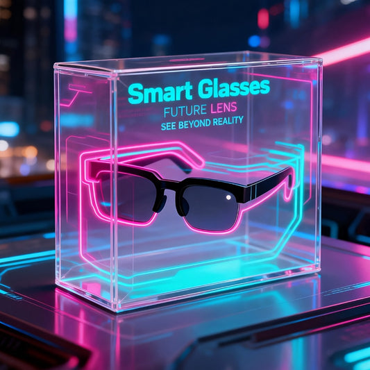 Smart Glasses Translation Eyewear with Bluetooth Open-Ear Speaker, Built-In Microphone and Black Frame