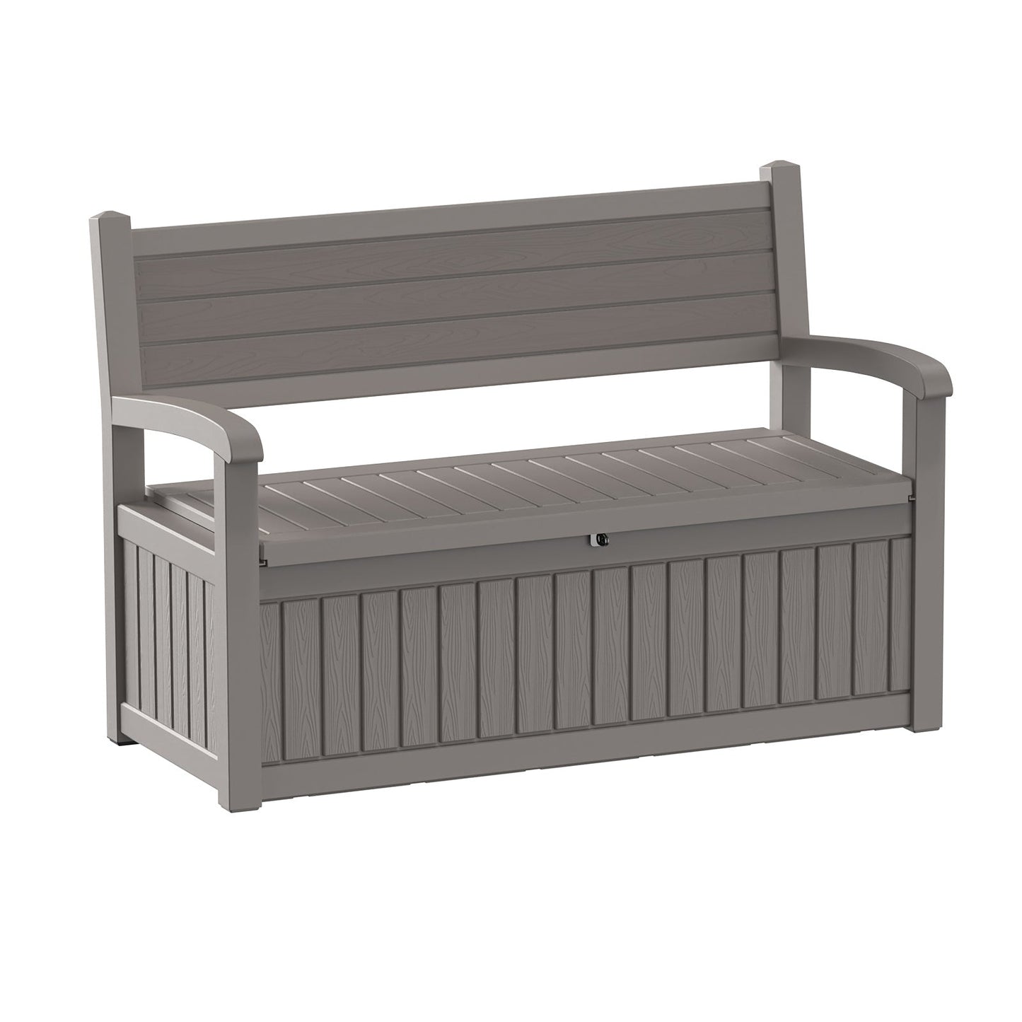 80-Gallon Outdoor Deck Storage Bench with Backrest, Armrests and Hidden Under-Seat Compartment in Two Colors