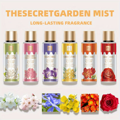 UNIFULL Fragrance Body Mist, 250ml Spray Bottle with Gold-Tone Cap in Twelve Floral and Fruit Scents