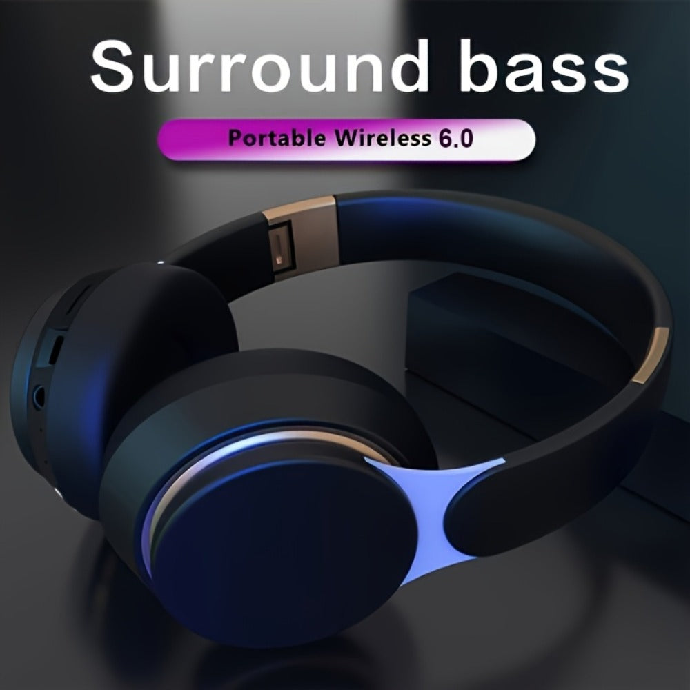 Foldable Over-Ear Wireless Headphones with FM Radio, TF Card Play & 3.5mm AUX, Built-In Mic, Soft Earpads, Portable Headset for Travel Home Office Cellphone PC, Gift for Men Women