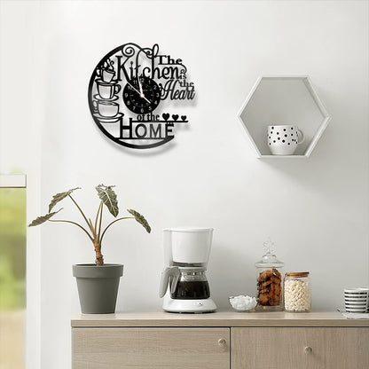 Coffee-Themed Vinyl Record Wall Clock with Cutout Lettering and Standard or LED Light Configuration
