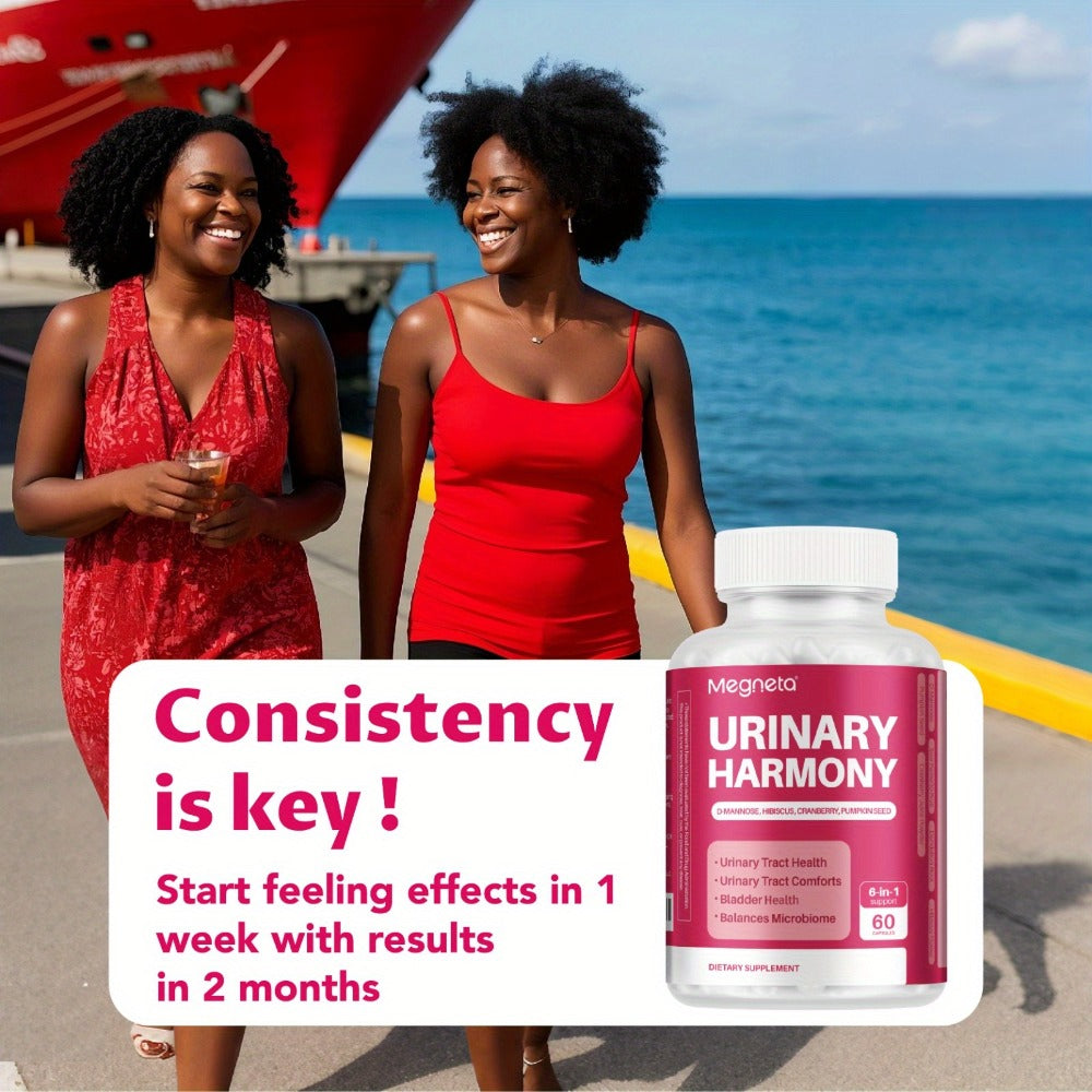Dietary Supplement Capsules with Megneta Label, D-Mannose, Hibiscus, Cranberry and 60 Count