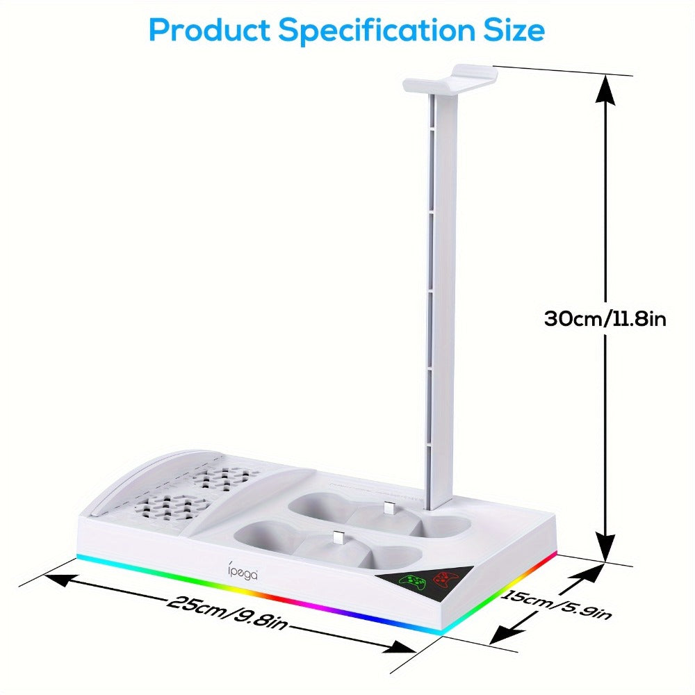 Xbox Series S Cooling Stand RGB with 15 Colorful Lights, Dual Controller Charging Station & Cooler Base – Includes 2x 1400mAh Rechargeable Batteries, Upgraded Fan Cooler for Xbox Series S Console