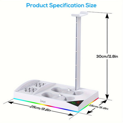 Xbox Series S Cooling Stand RGB with 15 Colorful Lights, Dual Controller Charging Station & Cooler Base – Includes 2x 1400mAh Rechargeable Batteries, Upgraded Fan Cooler for Xbox Series S Console
