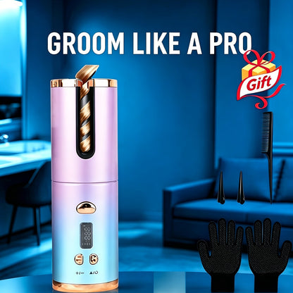 Cordless Automatic Curl-Chamber Iron with Display, USB Charging and Three Color Options Pictured