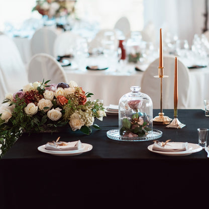 Rectangular Stretch Tablecloth Sets in 4-, 6- or 8-Foot Sizes, Black or White, with Two- or Three-Piece Options