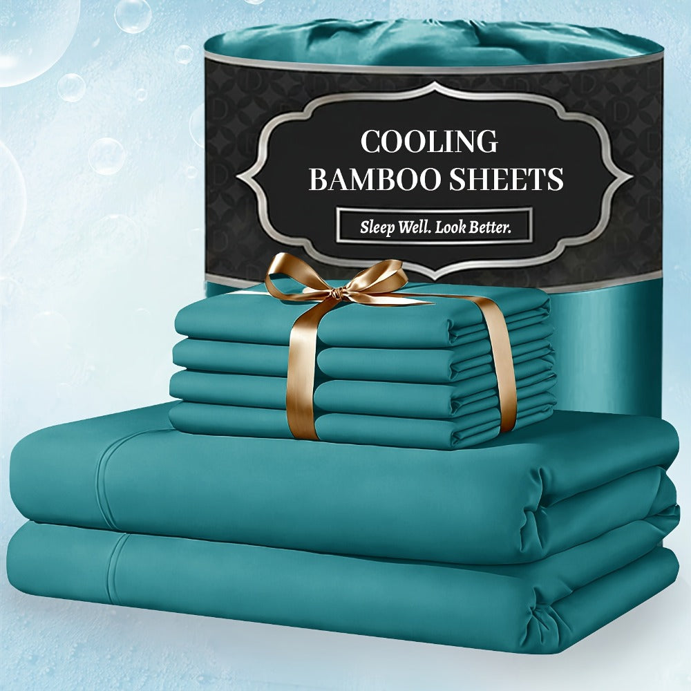 Bed Sheet Set 4-Piece Bamboo-Derived Fabric with Source-Listed Extra-Deep Pocket and Eighteen Colors