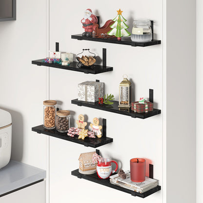 Floating Shelves Set of 5 Wall Mounted 4.7 Inch Tiered Display Shelves Vintage Style Wall Storage Rack for Bedroom, Living Room, Kitchen, Bathroom & Office – Plant & Home Decor