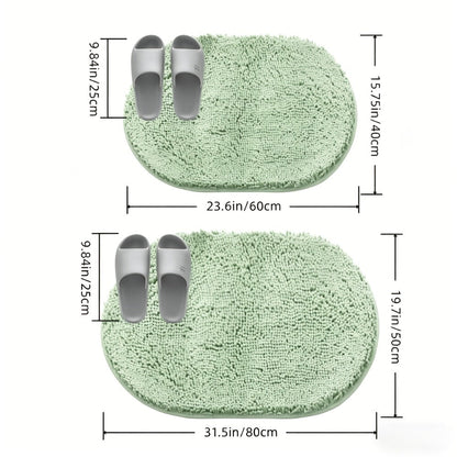 Chenille Bath Mat Non-Slip Super Absorbent Oval Bathroom Rug Soft Plush Carpet for Bathroom Kitchen Bedroom Entryway Indoor Outdoor Pet Dog Mat Machine Washable Multi-Color Multi-Size