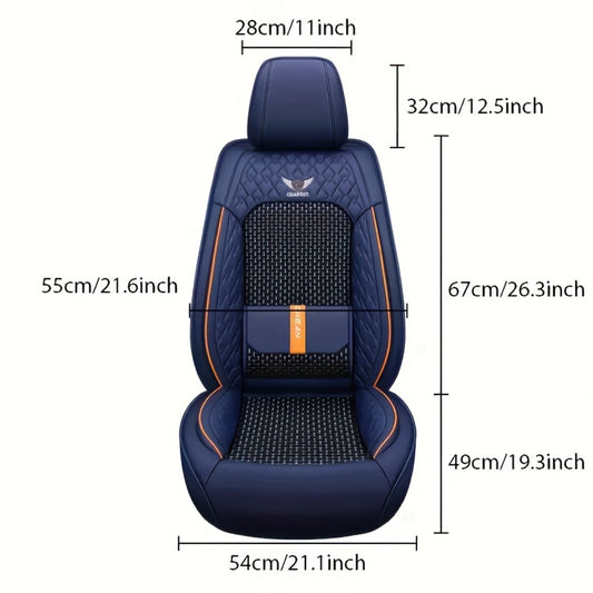 Car Seat Covers 3D Diamond-Embroidered Faux Leather with Two-Front or Five-Seat Set Options