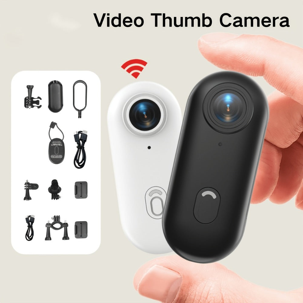 Mini Action Camera Thumb Size Wide Angle Lens 800mAh Battery with Memory Card Wearable Pocket Camera for Sports FPV Pet Monitoring Video Recording Portable Ultra-Clear