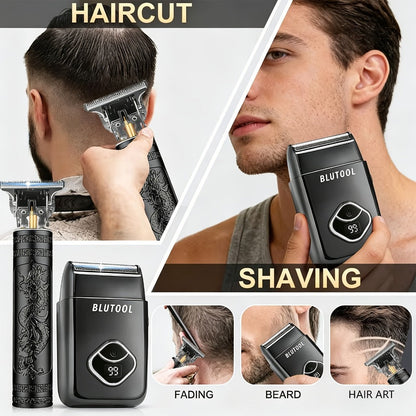 Hair Clippers & Trimmers BLUTOOL Blue or Black Multi-Tool Sets with LCD Displays, USB Charging and Three Models