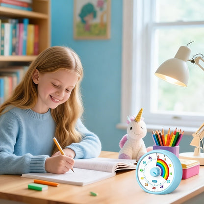 Visual Timer 60 Minute Countdown Silent Tomato Timer Rainbow Pattern for Classroom Office Kitchen Desktop Time Management Tool Battery Powered
