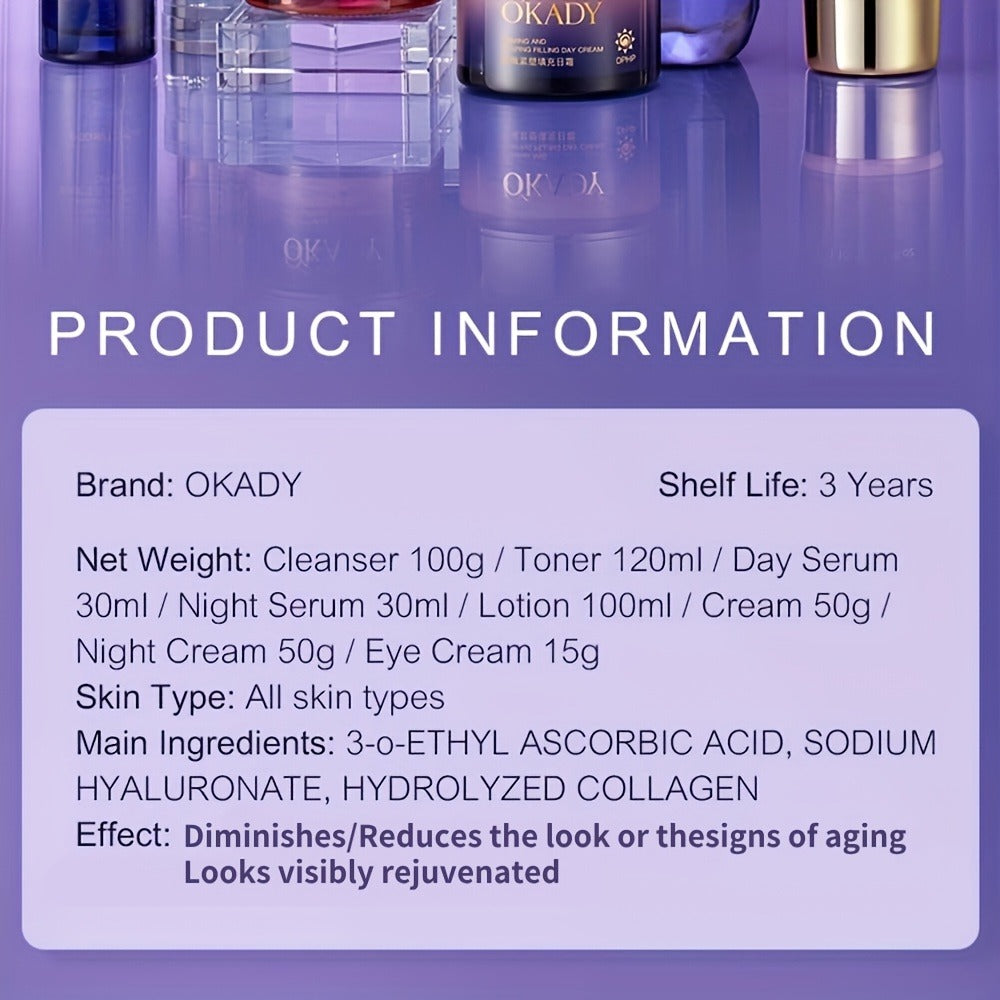 8-Piece Collagen & Hyaluronic Acid Skincare Set – Anti-Aging Kit for Firmer, Smoother & Younger-Looking Skin, Enhances Elasticity & Deep Hydration, Premium Gift for Women