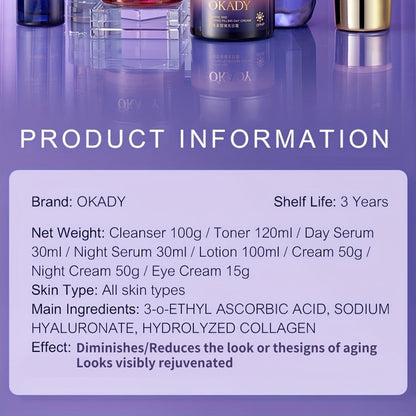 8-Piece Collagen & Hyaluronic Acid Skincare Set – Anti-Aging Kit for Firmer, Smoother & Younger-Looking Skin, Enhances Elasticity & Deep Hydration, Premium Gift for Women
