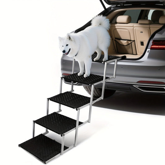 Dog Ramp for Cars Portable Folding Pet Stairs for SUV Trucks & Large Dogs - Non-Slip Surface Reinforced Steps Supports Up to 200 lb, 5-Step & 6-Step Lightweight Dog Car Ramp