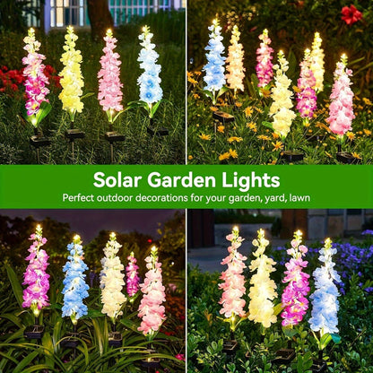 Solar Garden Lights Outdoor - 2 Pack 27 Inch Delphinium Flower Stake Lights with 36 LEDs & 600mAh Battery | Waterproof Solar Yard Lights for Patio, Lawn & Garden Decor | Mother's Day Gift