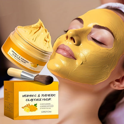Turmeric Vitamin C Mud Mask 100ml - Deep Cleansing Pore Minimizer Brightening Firming Moisturizing Face Mask, Dark Spot Remover Radiant Skin Weekly Skincare for Women