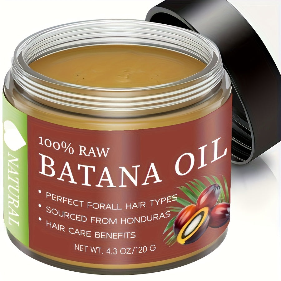 Hair Oil Batana 120g Amber Balm Jar with Black Screw Lid and External-Use Label Instructions