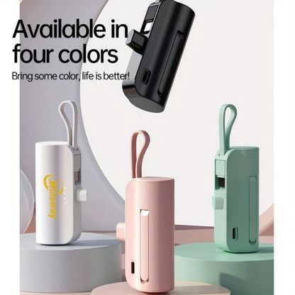 Power Bank 5000mAh Capsule with Dual-Port Options, Wireless Charging and Phone Holder in Four Colors