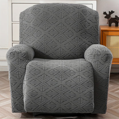 Stretch Recliner Chair Cover 4-Piece Slipcover Non-Slip Elastic Recliner Protector Polar Fleece Jacquard Fabric Pet Scratch Proof Easy Install for Lazy Boy Recliner